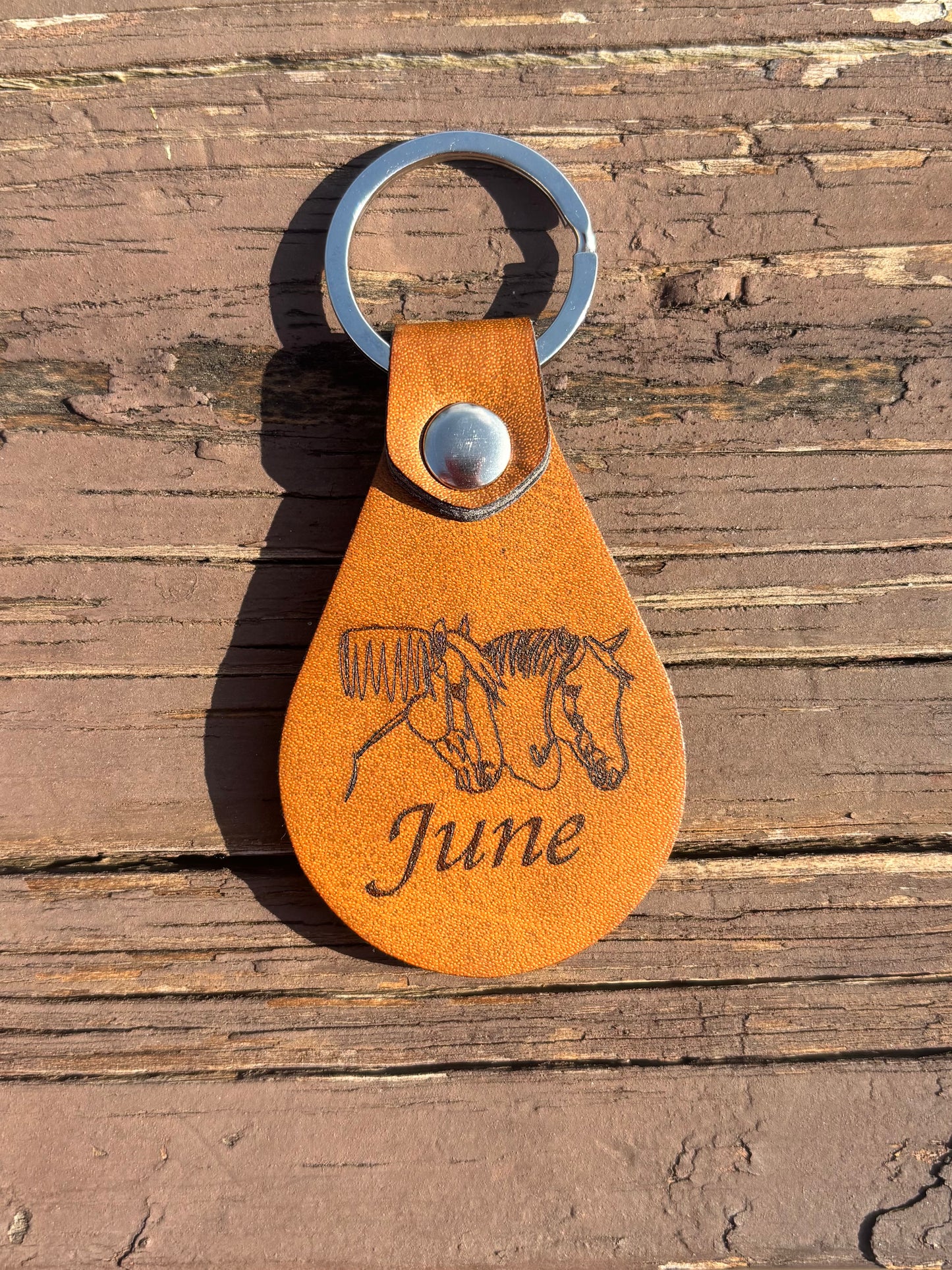 Personalized Name Horse Leather Key fob